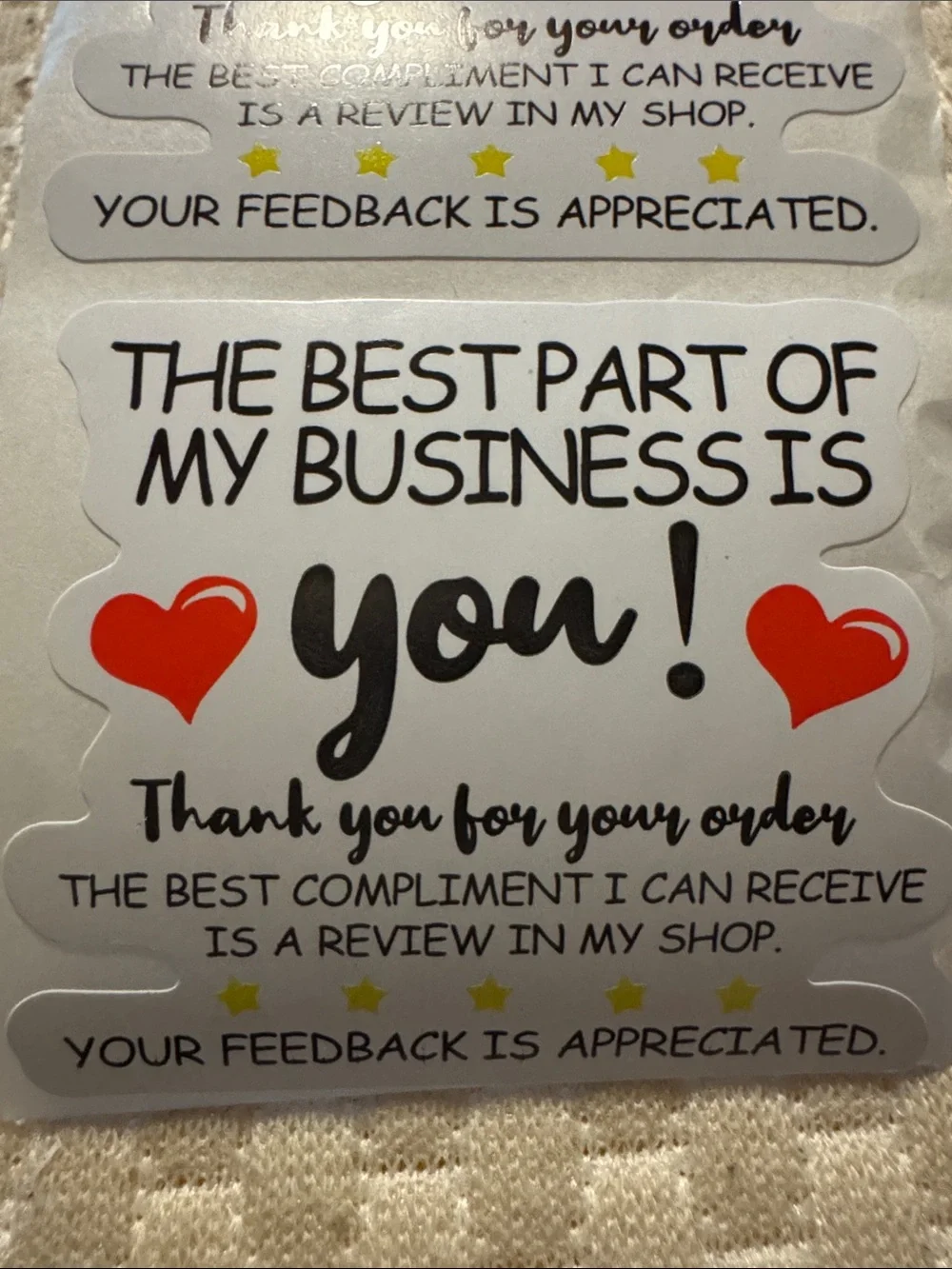⭐ 30 Customer Review Thank You Stickers Small Business Packaging Labels